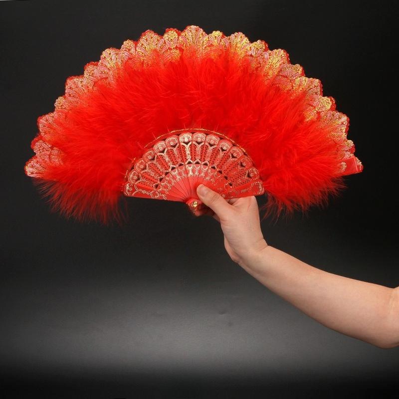 New Vintage Lolita Classical Folding Fan - Retro Dance, Qipao Runway & Court Fan, Elegant Feather Fan  for  Home  Décor
