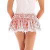 Mini Skirt Mid-rise Elastic Waist Plaid Print Lace Stitching Ruffle Short Skirt A-Line Halloween Cosplay Role-Playing Skirt
