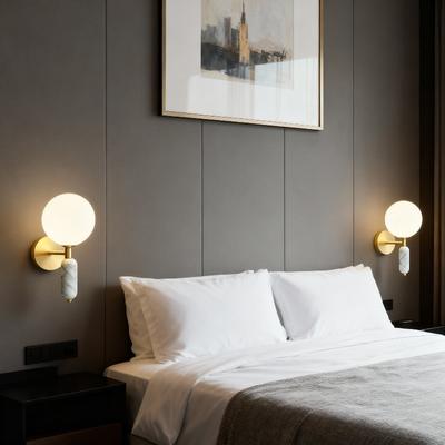 European Modern Minimalist LED Copper Wall Lamp Marble Living Room Dining Room Bar Bedroom Bedside Lamp Decorative Lighting