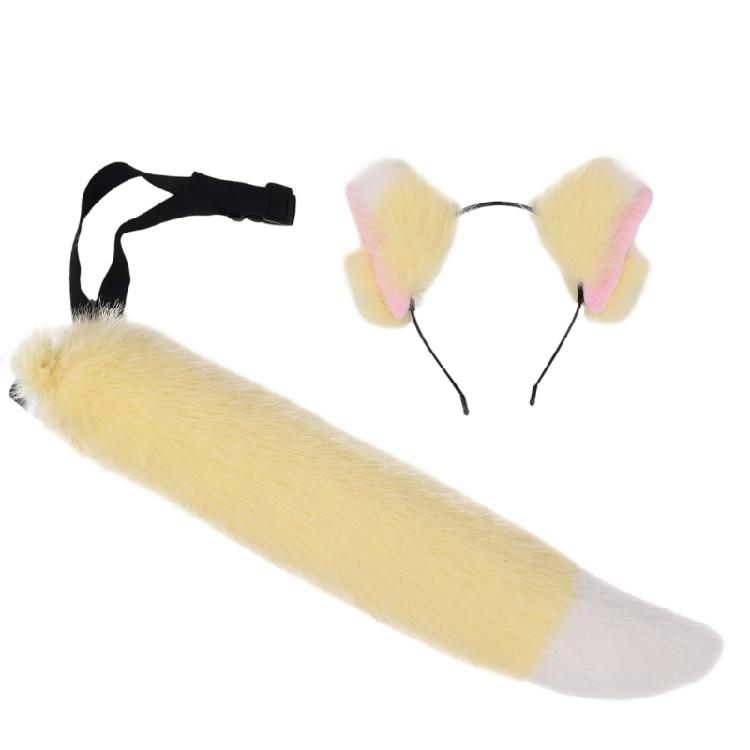 

Detailed Foxes Cosplay Headband With Realistic Tail Props Anime Character Costume Accessory Halloween Cosplay Hairpiece жёлтый
