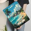 Tulum Mexico Beach Temple Metal Wall Art Coastal Maya Ruins Home Decor Tropical Ocean Landscape Painting