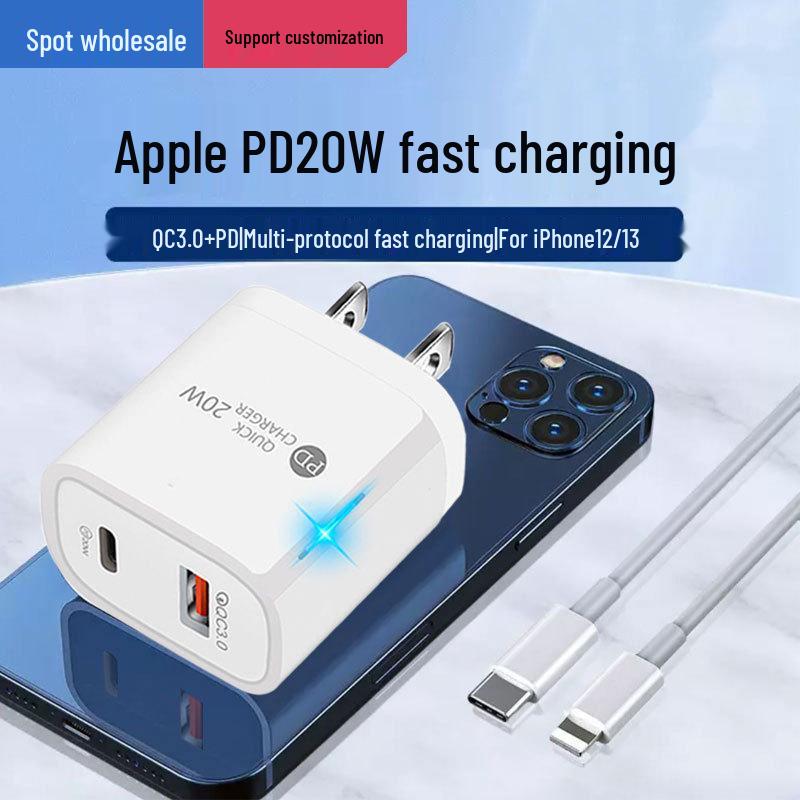 Dual-Port PD20W USB Charger, US Standard - Fast Charging for iPhone and Apple Devices