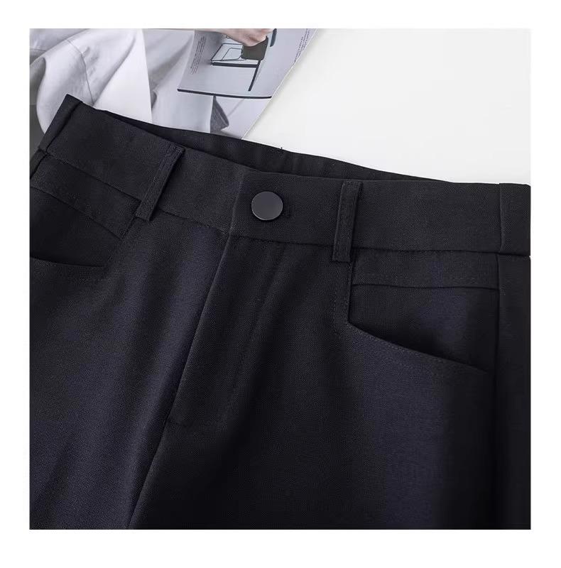 2025 Gray Women's Slim-Fit Wide-Leg High-Waisted Pants - This Year's Hot Spring/Autumn Style