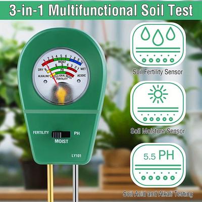 Contor de umiditate a solului 3 în 1, contor precis de umiditate a plantelor, monitor de apă a plantelor cu umiditate a solului, fertilitate, tester de pH al solului, potrivit pentru grădină