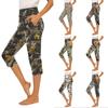 Women Elastic Waist Casual Capri Pants Slim Fit Side Slit Pocketed Lightweight Stretchy Bottoms for Everyday Wear
