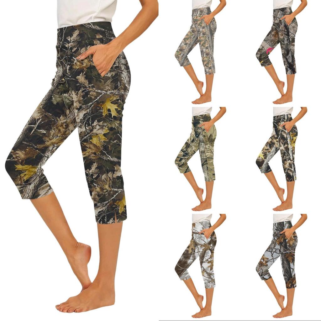 Women's Elastic Waist Casual Pants, Slim Fit with Pockets, Side Split Dress Pants