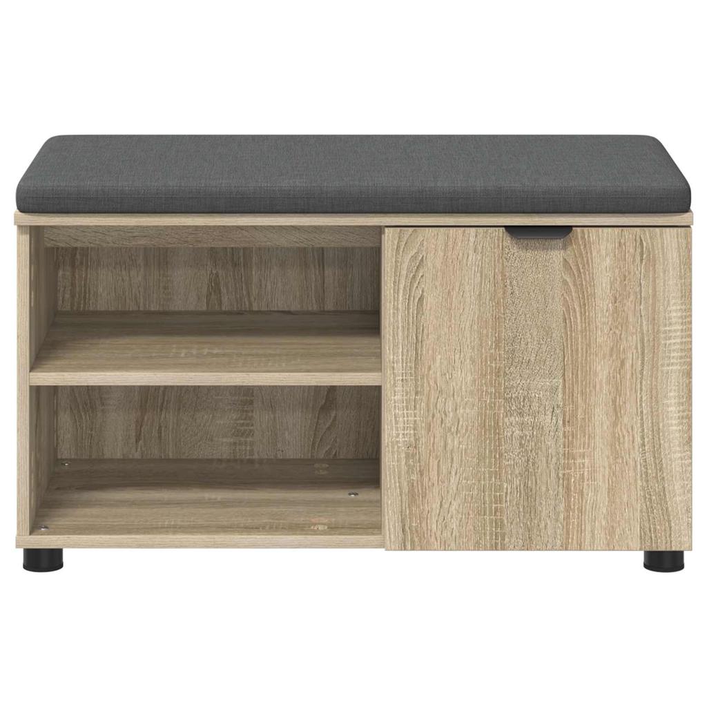 Hallway Bench with Cushion and Shelf Sonoma Oak Finish 80 x 38 x 46 cm
