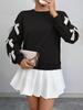 2026 Autumn/Winter Women's Solid Color Bow Long Sleeve Round Neck Hoodie for Christmas