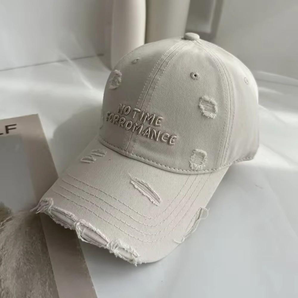 Korean Letter Baseball Hat Alphabet Embroidery Holes Peaked Cap Casual Snapback Cap  Men Women