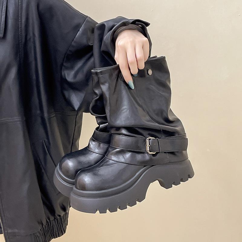 British style fashion versatile Martin boots women's 2025 autumn and winter new Maillard platform heightening boots fashion boots