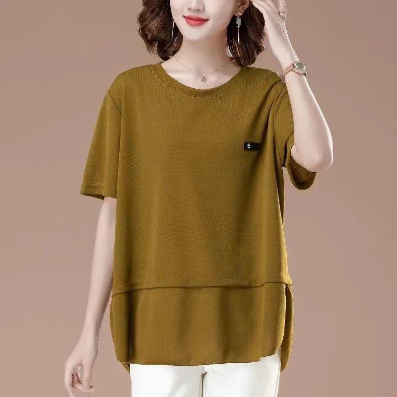 Women's Short-sleeved T-shirt, Summer Short-sleeved Loose Women's Blouse, with A Stylish Belly and A Youthful Appearance