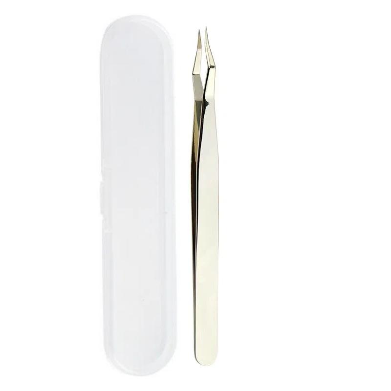 Lash Extension Tweezers Anti Slip Stainless Steel Curved Tip Straight Tweezers High Precision Nail Art Makeup Beauty Tools
