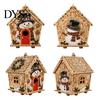 Miniature Dollhouse Kit DIY Christmas Faux Pearl Art Painting Hanging Pendant Kit, 3D Bead Gingerbread Creative Gift for Adults House Handmade Holiday