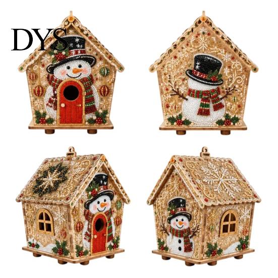 Miniature Dollhouse Kit DIY Christmas Faux Pearl Art Painting Hanging Pendant Kit, 3D Bead Gingerbread Creative Gift for Adults House Handmade Holiday