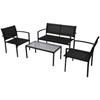 VidaXL Garden Lounge Set 4 Pcs Textilene Black