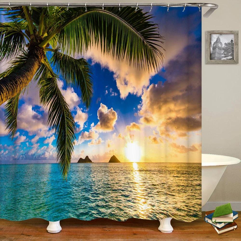 Nature Forest landscape Shower Curtains Bathroom Curtain Frabic Waterproof Polyester Scenery Bath Curtain with Hooks