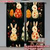 2D Flat Printing 2pcs Party Curtain Lovely Farmhouse Easter Eggs with Spring Digital Printed Polyester Drapes Party Decorations