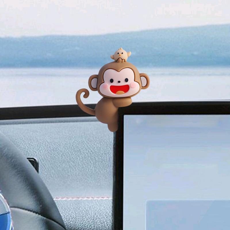 Roztomilé figurky na monitor počítače Kreslená opička Dekorace obrazovky navigátoru do auta Rozkošná opička pro ozdoby na monitor počítače