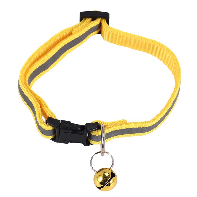 A20F-Adjustable Reflective Pet Collar Safety Release Buckle With Bell For Cat Dog