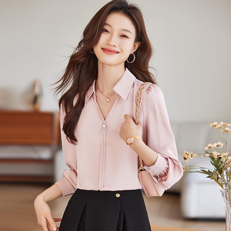 Teluoman Women s V-Neck Professional Long-Sleeve Blouse 2XL