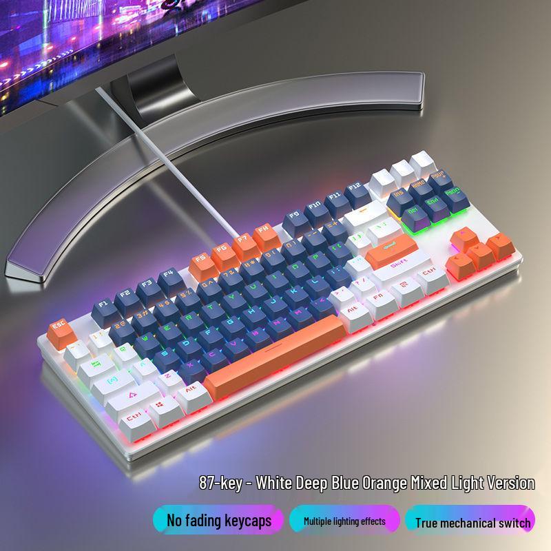 87-Key Mechanical Keyboard with Blue, Black, Red, Brown Switches - Wired for E-sports, Gaming, Typing, Desktop, Laptop, Universal Compatibility