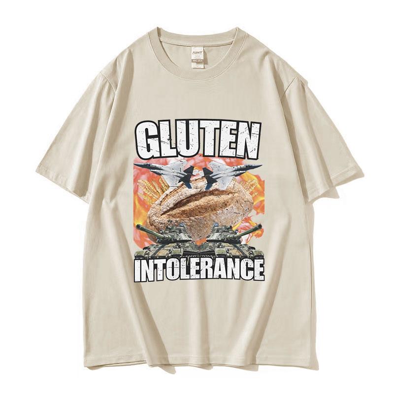 Funny Gluten Intolerance Meme Graphic T Shirt Unisexs Women Retro Fashion Short Sleeve Tshirts Harajuku Oversized Breathable Top