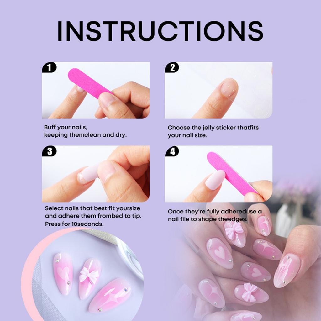 24 Pcs Medium Length Press on Nails Full Cover Cute False Nails for Shopping Traveling Dating