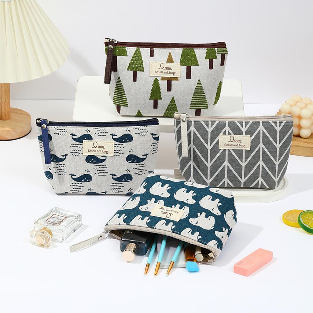 And Canvas Makeup Bag Simple and Portable Travel Storage Toiletry Bag Multi Functional Student Pencil Case