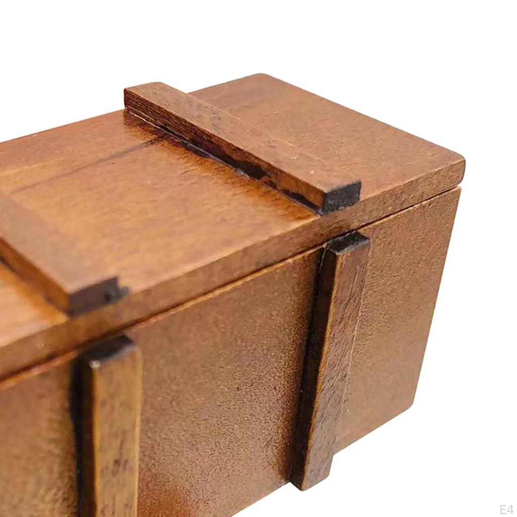 1/12 Dollhouse Vintage Wood Treasure Chest Miniature Furniture Accessories Exquisite Workmanship