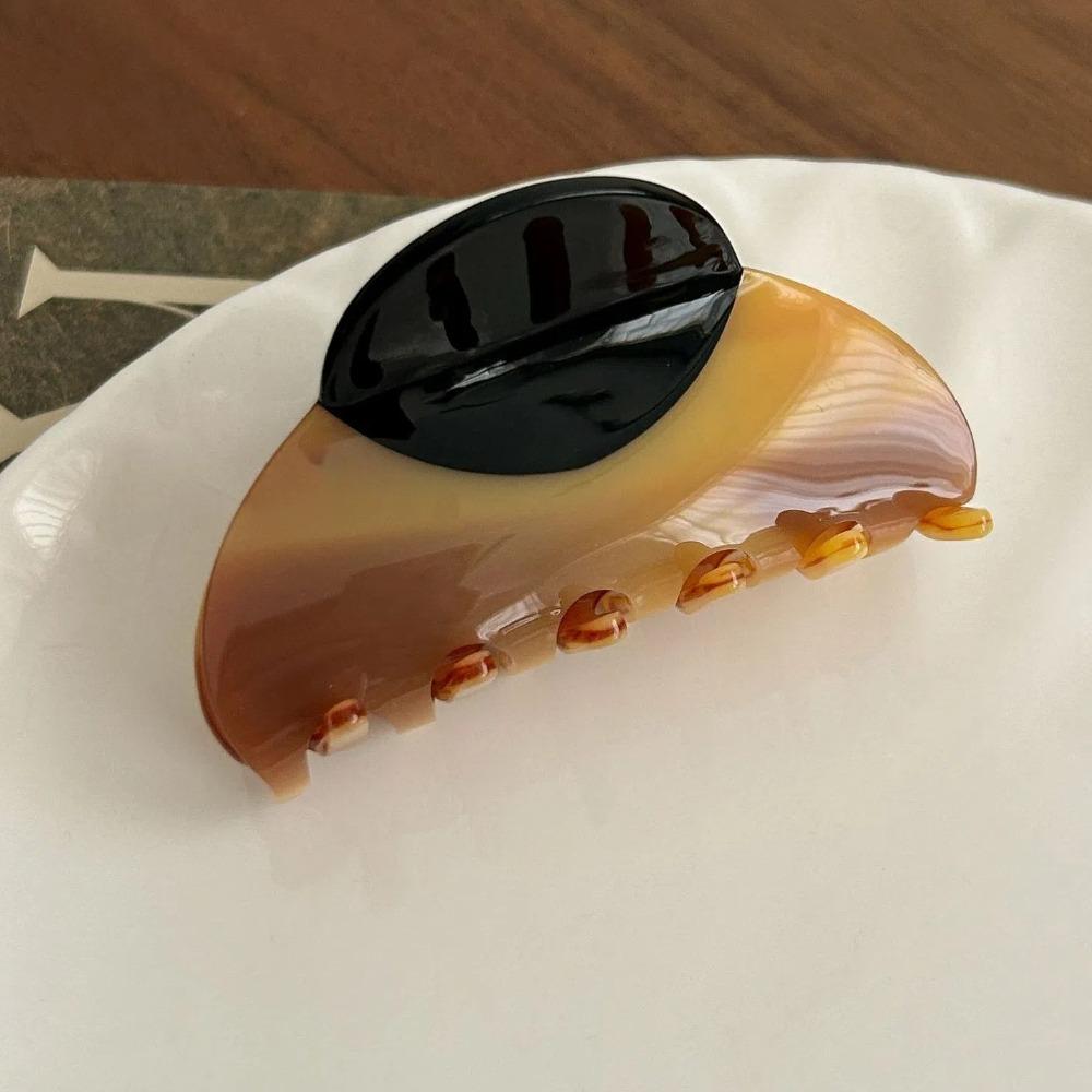 Acrylic Half-circle Hair Claw Contrast Color Retro Hair Carb Clip Acetic Acid Shark Clip  Women
