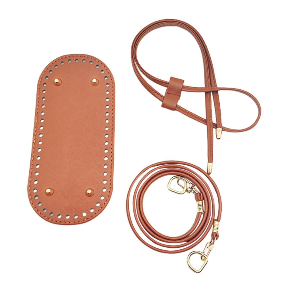 

3PCS/SET Fashion PU Leather Long Bag Bottom DIY Handmade Bottom for Knitted Bag Crochet Bag Bag Material Bag коричневый