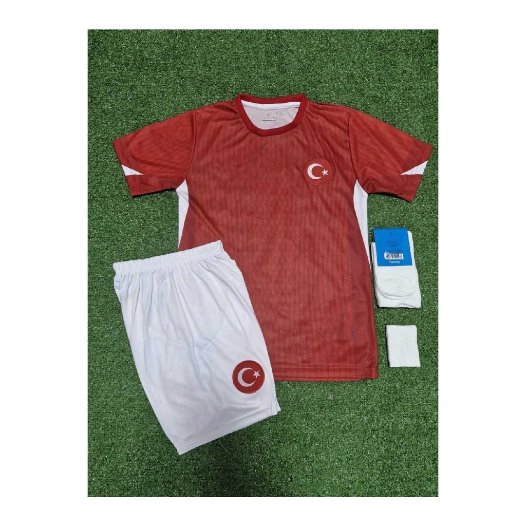 Turkey Euro 2024 Individual Cadet Home 3-piece Set Kids Jersey (rejection)