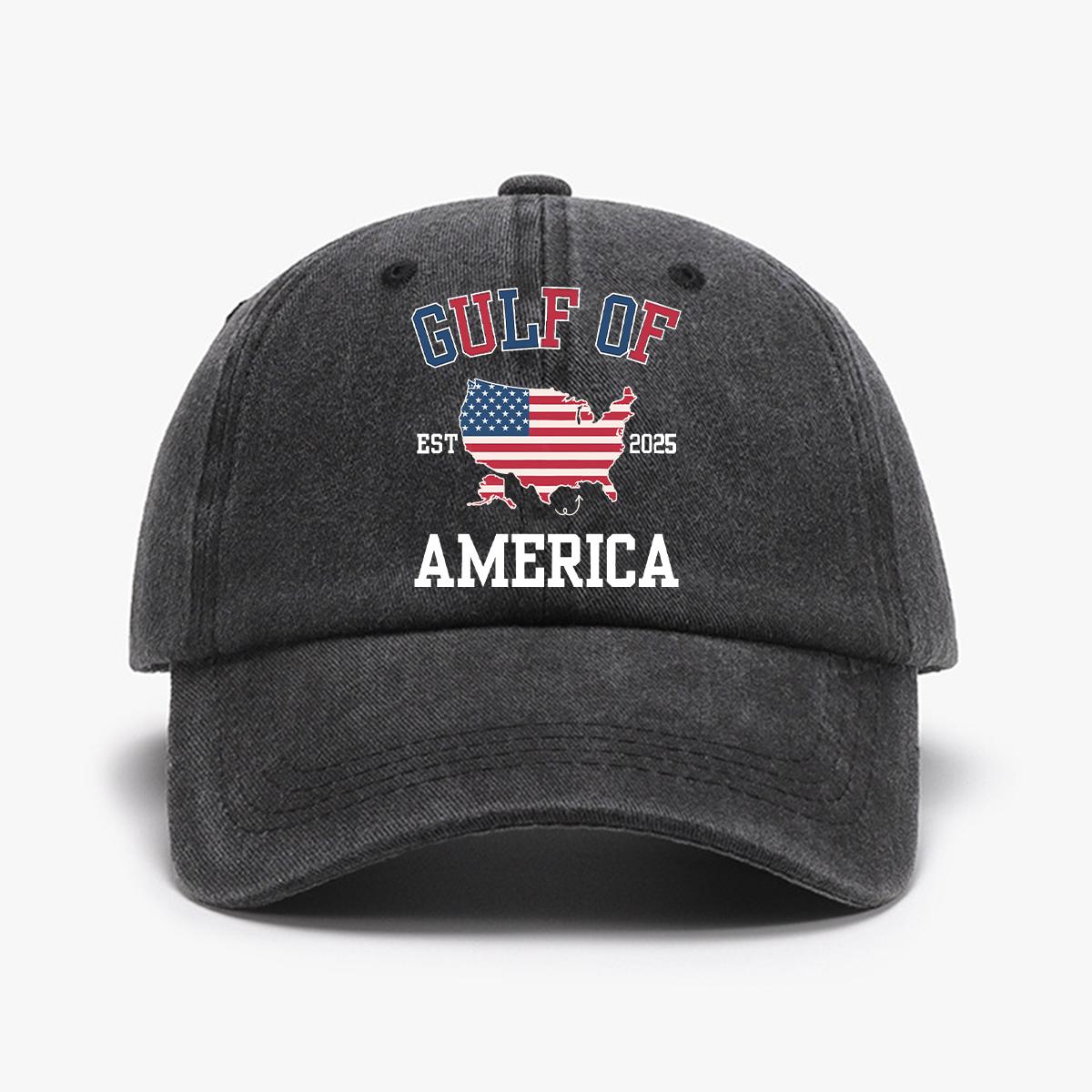 

1pc USA gulf Vintage Sporty Unisex Baseball Cap Breathable Washed,Adjustable Curved Brim Print for Outdoor Adventures