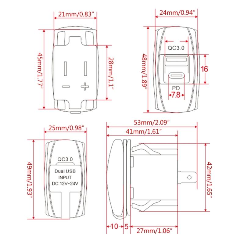 Car Chargers Marine Power Outlet 12V 24V Waterproof Adapter USB Charging Port