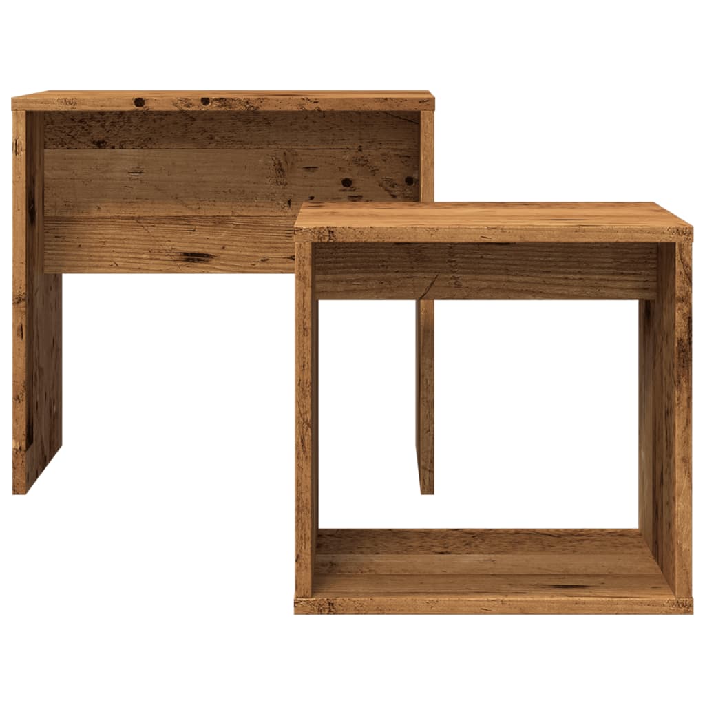 Nesting Tables Set 2 pcs Rustic Wood Look Particleboard