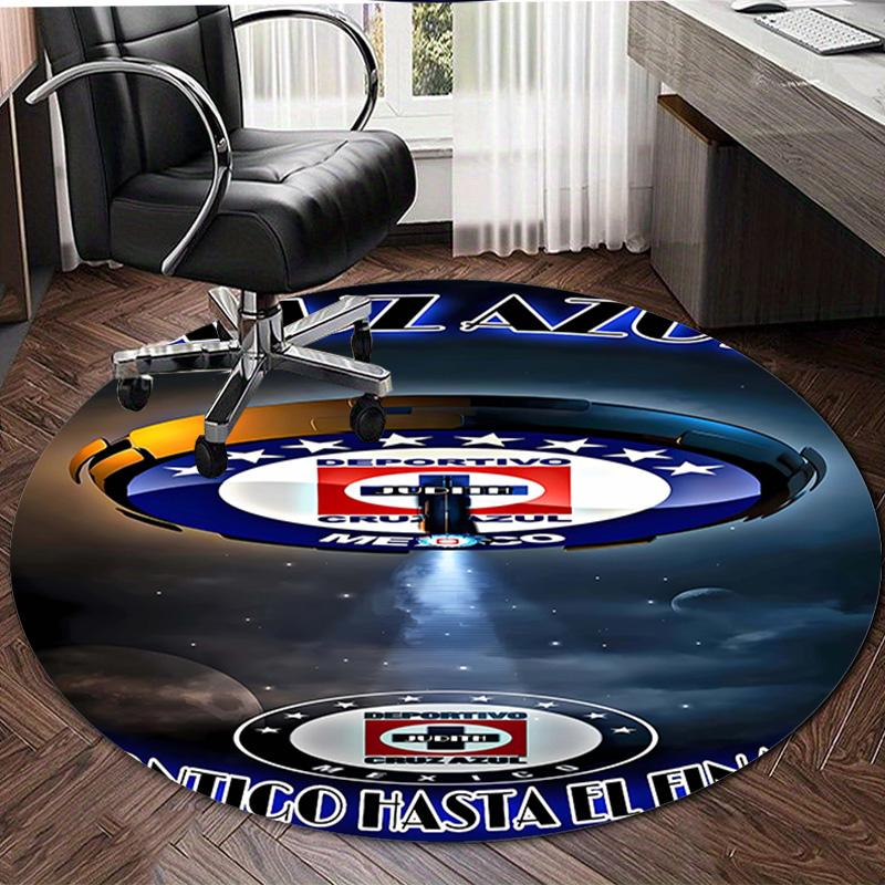 1 ks Fotbalový tým (66) Designový kulatý koberec s potiskem pro ložnici, obývací pokoj, domácí dekoraci, předložky, podložka, protiskluzová podložka, koberec k posteli
