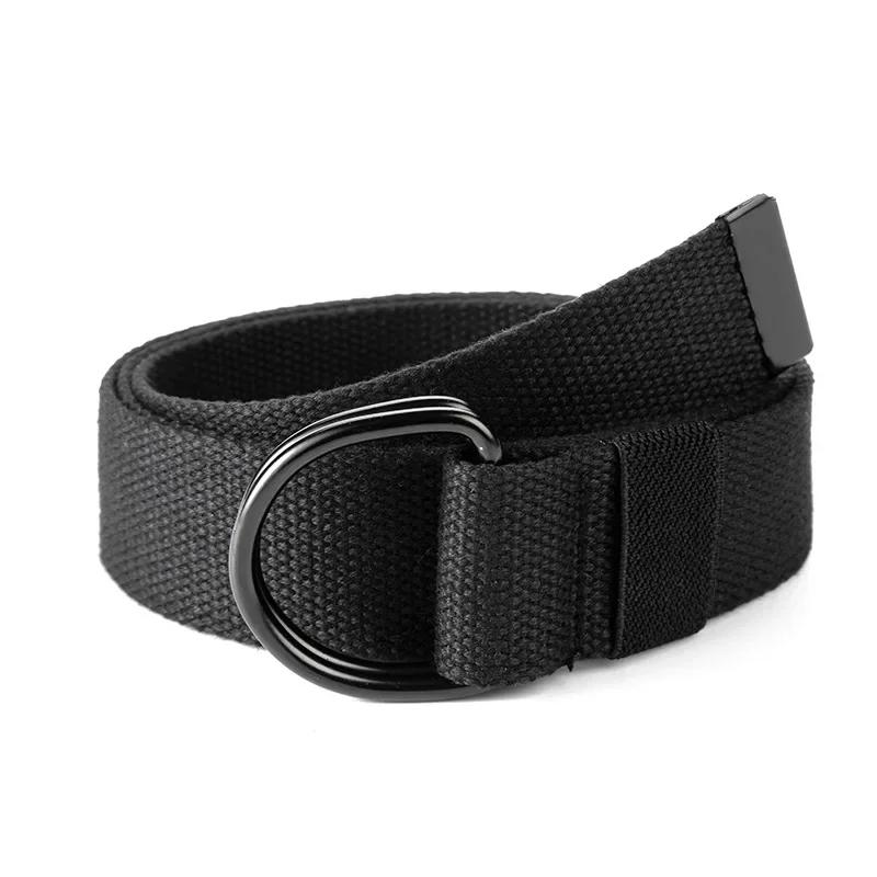 Canvas Men Belt High Quality Unisex Double D-Ring Buckle Waistband Casual Canvas Female Belt Casual Sports Belt Tactical Belts