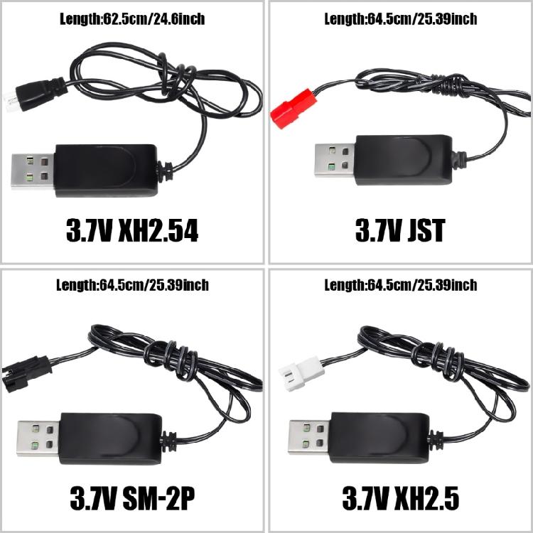 High Efficient 3.7V USB Charger Cable Line 4 Various Kind Connectors Cord Wire for Lithium Battery Devices Black