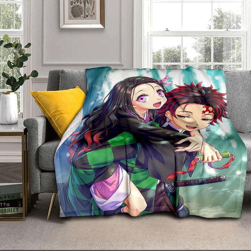 Anime Slayer Adventure Blanket Flannel Blanket for Bed, Sofa, Camping, Hiking, Picnic Essentials, Gift for Family Fan Gifts