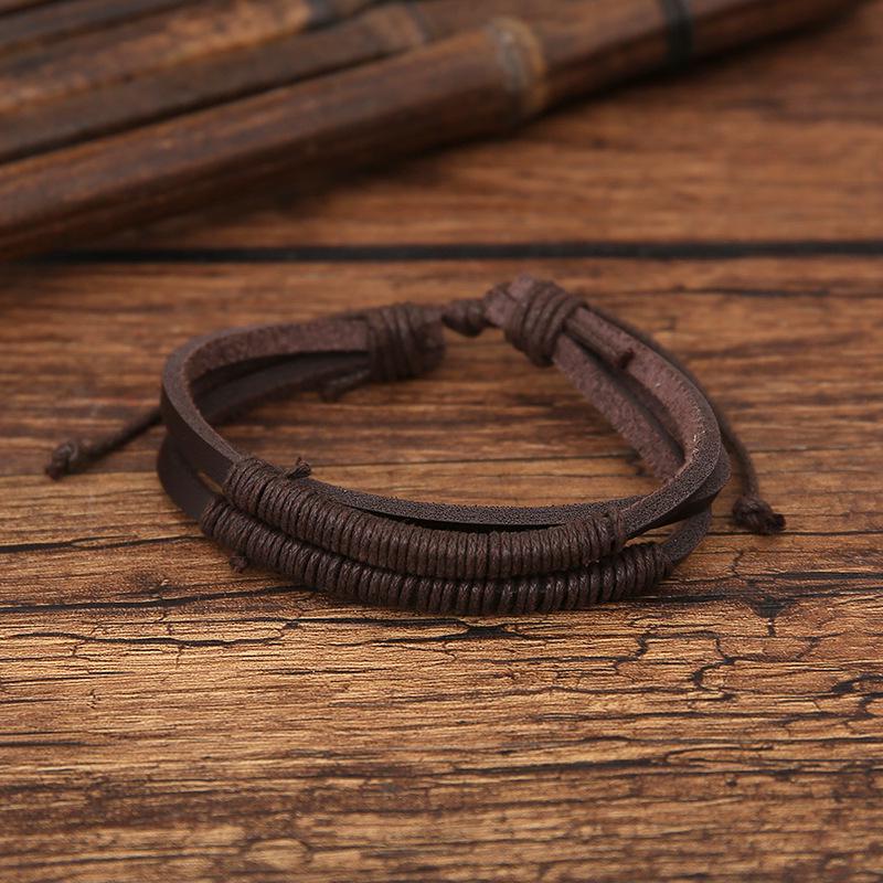 Men's Retro Coffee Color Alloy Cross Scripture Bracelet