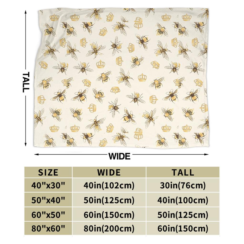 Bee In Honeycomb and Flowers Blanket Quality Warm Soft  Throw Blanket Winter Travel Office Couch Chair Graphic Bedspread