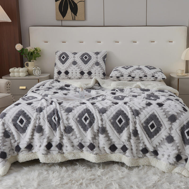 Bohemian Jacquard Taffy Fleece Blanket - Luxe Flannel Warm Throw for Office Nap & Home Decor