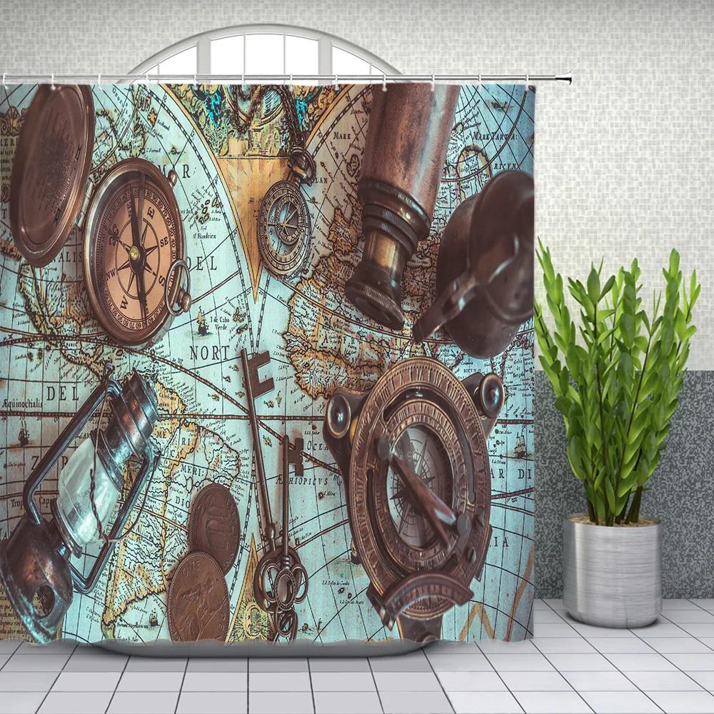 

Nostalgic And Retro Industrial Style Shower Curtain Rustic Style Bathroom Curtains Polyester Fabric Home Decor Curtain W60H190(CM)-1 Pcs