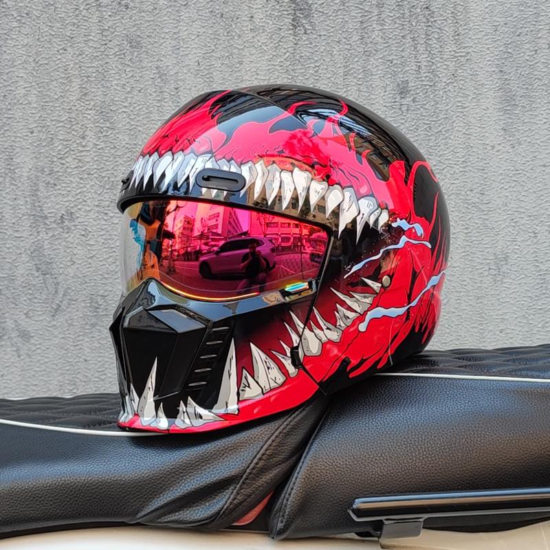 Căști de motocicletă ORZ Cască integrală deschisă 3/4 pentru bărbați Vizieră dublă cu protecție solară internă colorată Omologat DOT