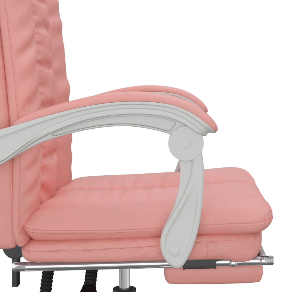 Office Chair with Reclining Function Pink Faux Leather
