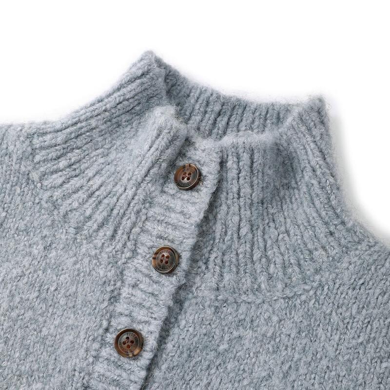 ELLE KIDS Girls' Retro Stand-Up Collar Knit Sweater