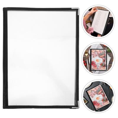 Transparent PVC Menu Book 3 Pages 6 Sides White Corner Protective Clear Menu Holder for Restaurants Cafes Bars Restaurant Supply