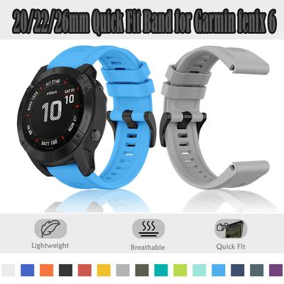 Silikon-Schnellwechsel-Uhrenarmband für Garmin Fenix 6S/6/ 6X Sport Wasserdicht / Schweißfestes Uhrenarmband für 20/22/26mm Schnellwechsel
