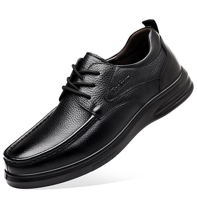 New Designer Lace-up Anti-slip Loafers for Men Solid Color Spring Autumn Leather Shoes Male Fashion Casual Dad Shoes Man
