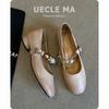 Super soft lambskin~ retro single shoes women's thick heel new models are beautiful and not tired shoes medium heel Mary Jane shoes